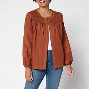 Susan Graver Weekend Washed Twill Embroidered Jacket